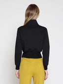 Highneck Scuba Assymetrical Ruffled Zip Jacket JACKET Gracia Fashion 