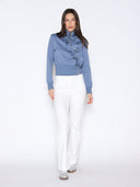 Highneck Scuba Assymetrical Ruffled Zip Jacket JACKET Gracia Fashion 