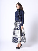 Highneck Scuba Assymetrical Ruffled Zip Jacket JACKET Gracia Fashion 