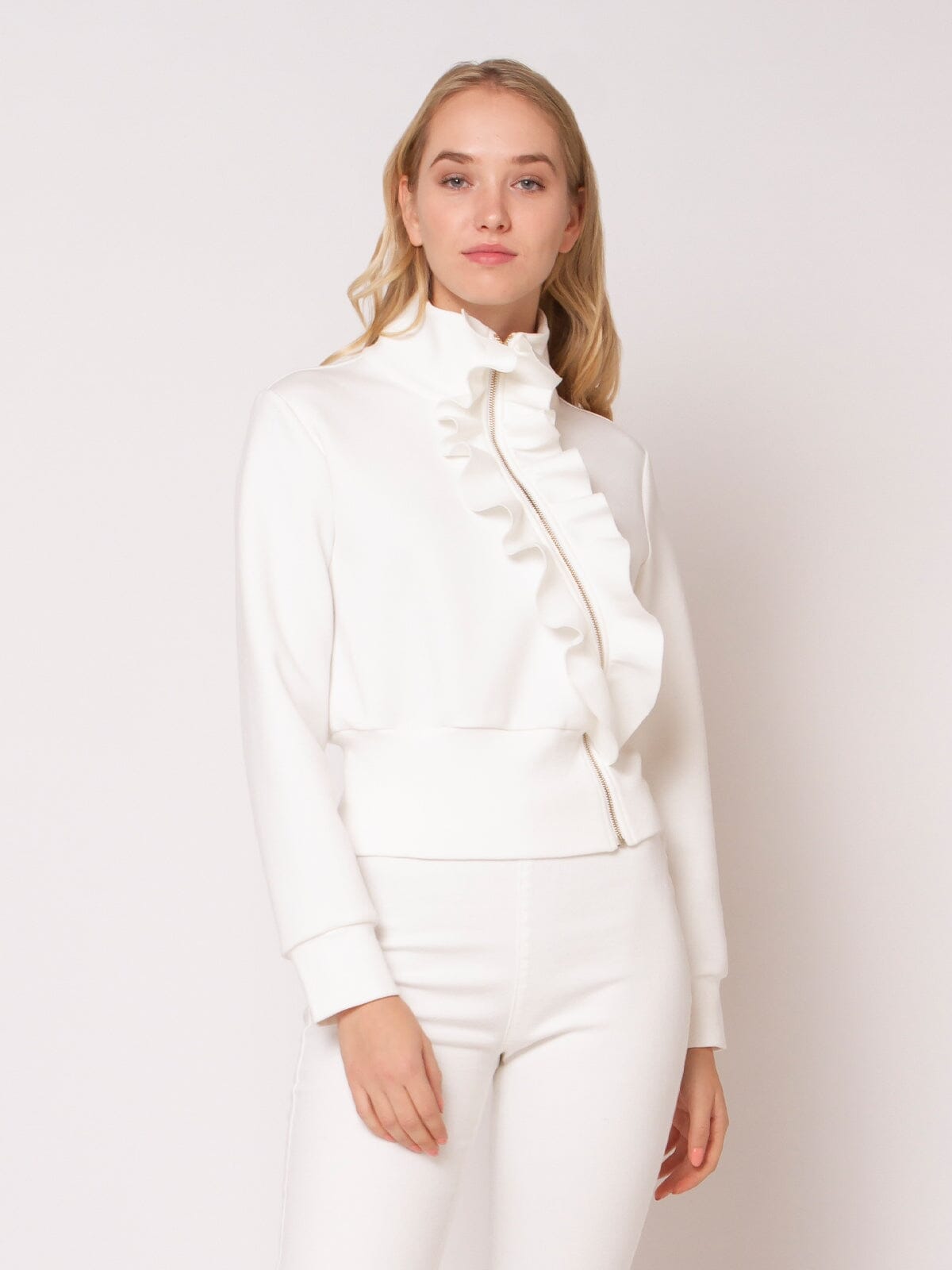 White clearance ruffle jacket
