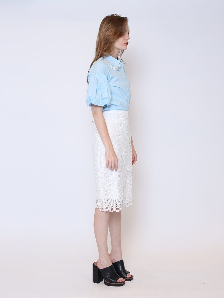 Hollow-Out Lace Embroidered Midi Skirt SKIRT Gracia Fashion 