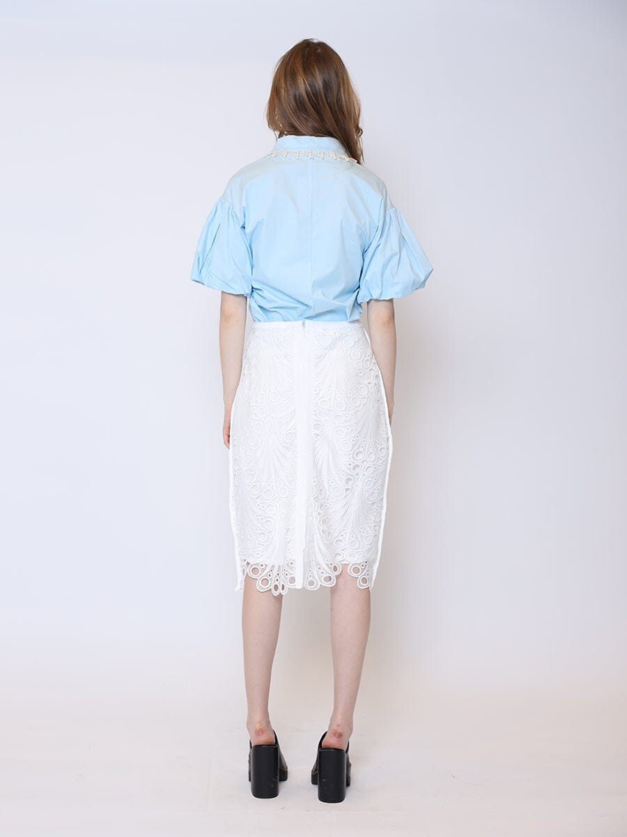 Hollow-Out Lace Embroidered Midi Skirt SKIRT Gracia Fashion 