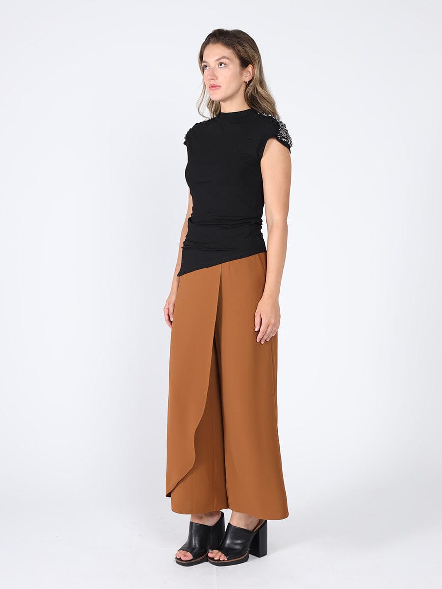 Jersey Sleeveless Top with Beads of Shoulder TOP Gracia Fashion 