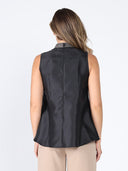 Jeweled High Neck Pleated Sleeveless Top TOP Gracia Fashion 