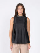 Jeweled High Neck Pleated Sleeveless Top TOP Gracia Fashion BLACK S 