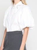 Jewelled Collar Button-up Shirt W/ Puff Sleeves TOP Gracia Fashion 