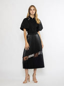 Jewelled Collar Button-up Shirt W/ Puff Sleeves TOP Gracia Fashion 