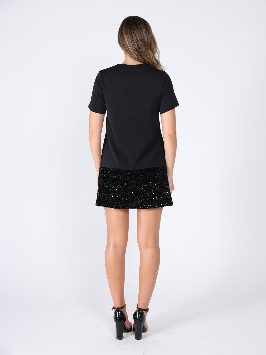 Keyhole Neck Bow Tie Sequin Embellished Dress DRESS Gracia Fashion 