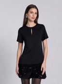 Keyhole Neck Bow Tie Sequin Embellished Dress DRESS Gracia Fashion BLACK S 
