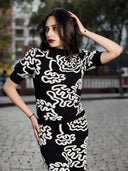 knit short sleeves top TOP Gracia Fashion BLACK S 