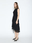 Knit Top Asymmetrical Lace Hem Dress DRESS Gracia Fashion 