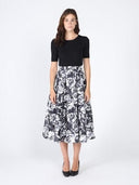 Knit Top With Organza Floral Dress DRESS Gracia Fashion BLACK/WHITE S 