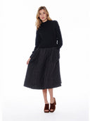 Knitted Body Layered w/ Quilted A-line Long Dress DRESS Gracia Fashion 
