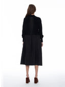 Knitted Body Layered w/ Quilted A-line Long Dress DRESS Gracia Fashion 