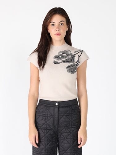 Knitted Mock Neck Sleeveless Top TOP Gracia Fashion BEIGE S 