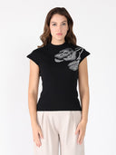 Knitted Mock Neck Sleeveless Top TOP Gracia Fashion BLACK S 