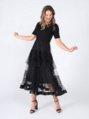 Knitted top and net bottom linen long dress DRESS Gracia Fashion 