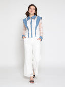 Lace and Denim Button-up Shirt TOP Gracia Fashion 