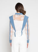 Lace and Denim Button-up Shirt TOP Gracia Fashion 