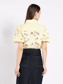 Lace body with linen women shirt TOP Gracia Fashion 