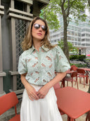 Lace body with linen women shirt TOP Gracia Fashion 