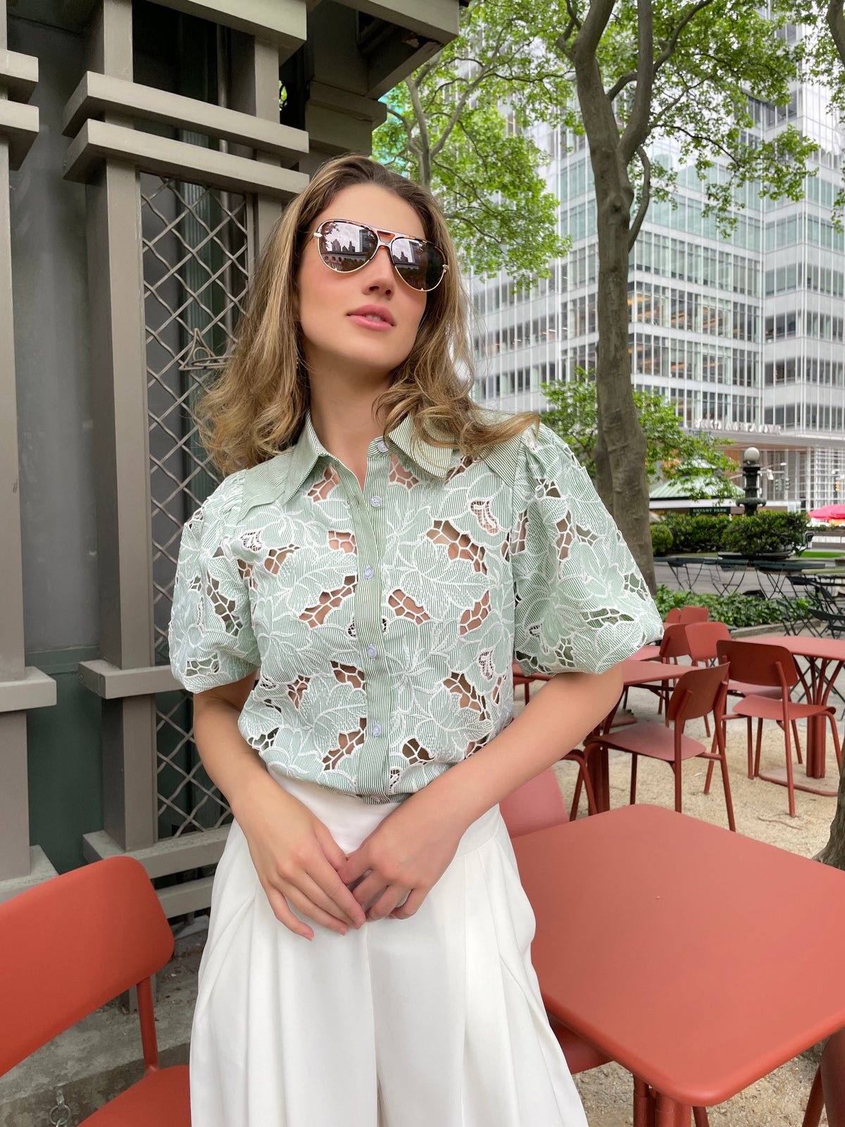 Lace body with linen women shirt TOP Gracia Fashion 