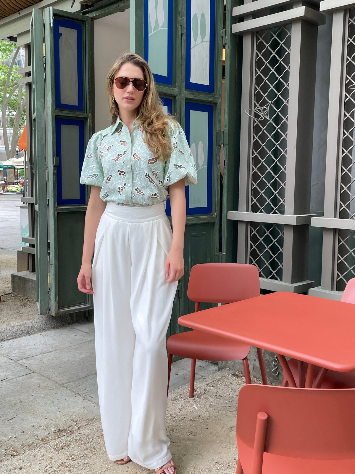 Lace body with linen women shirt TOP Gracia Fashion 