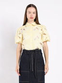 Lace body with linen women shirt TOP Gracia Fashion YELLOW S 
