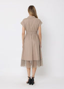 Lace Detail Bottom Short Sleeve Midi Dress DRESS Gracia Fashion 