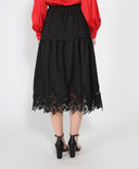 Lace Hem Elastic Waist Skirt SKIRT Gracia Fashion 