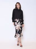 Lace Hem Long Sleeve Button-Down Shirt TOP Gracia Fashion 