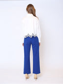 Lace Hem Long Sleeve Button-Down Shirt TOP Gracia Fashion 