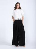 Lace Hem Short Sleeve Button-Down Shirt TOP Gracia Fashion 
