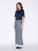 Lace Hem Short Sleeve Satin Round Neck Shirt TOP Gracia Fashion 