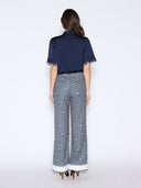 Lace Hem Short Sleeve Satin Round Neck Shirt TOP Gracia Fashion 