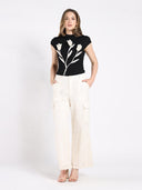 Lace print cargo long pant PANTS Gracia Fashion 