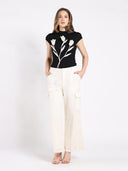 Lace Print Cargo Long Pants PANTS Gracia Fashion 