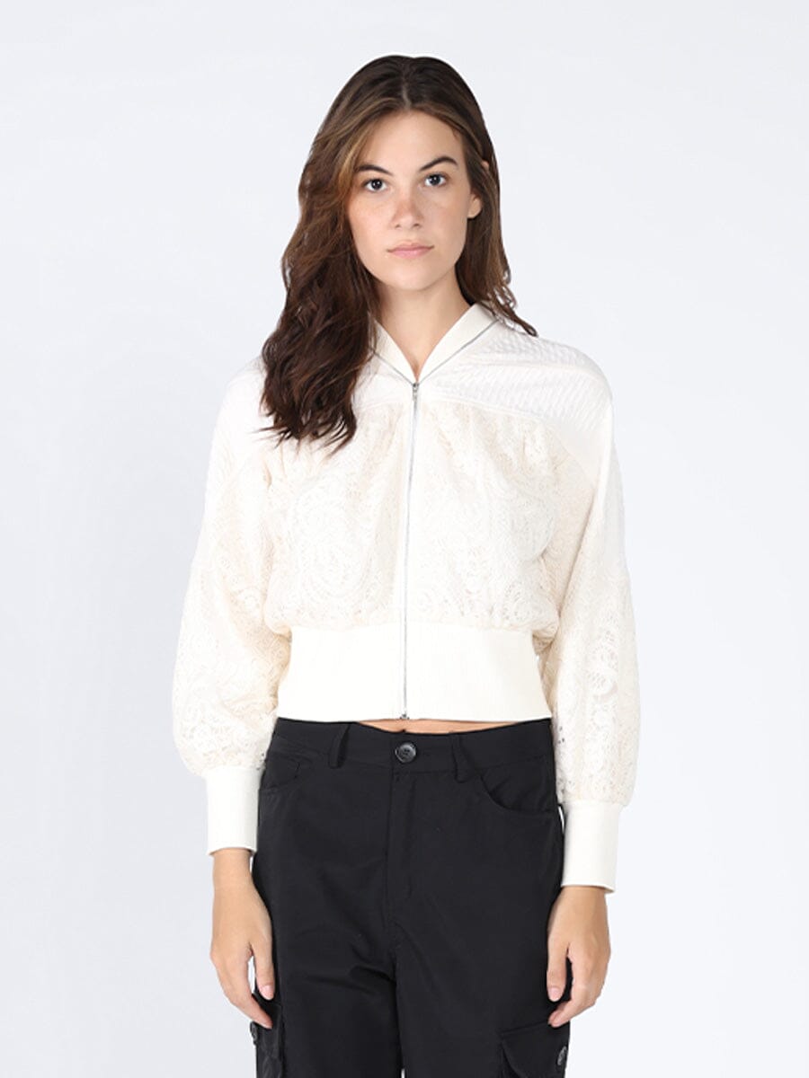 Lace print jacket JACKET Gracia Fashion BEIGE S 