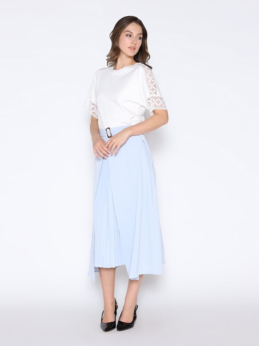 Lace Trimmed Snatched Waist T-Shirt TOP Gracia Fashion 