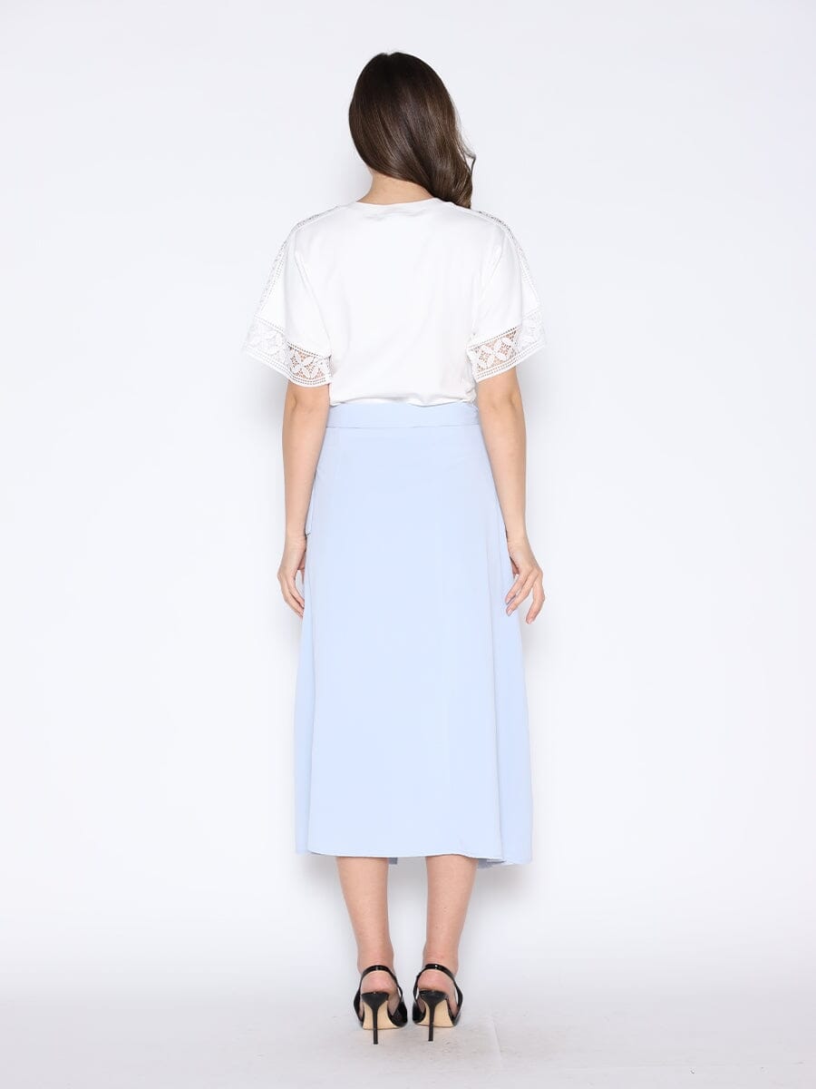 Lace Trimmed Snatched Waist T-Shirt TOP Gracia Fashion 