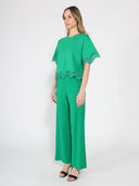 Lace Wavy Hem Short Sleeve T-Shirt TOP Gracia Fashion 