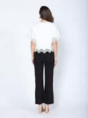 Lace Wavy Hem Short Sleeve T-Shirt TOP Gracia Fashion 