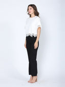 Lace Wavy Hem Short Sleeve T-Shirt TOP Gracia Fashion 