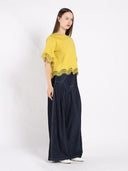 Lace Wavy Hem Short Sleeve T-Shirt TOP Gracia Fashion 