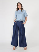Lace Wavy Hem Short Sleeve T-Shirt TOP Gracia Fashion 