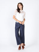 Lace Work Crew Neck Scallop Hem Top TOP Gracia Fashion 