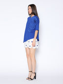 Large Flower Detail Unbalanced T-Shirt TOP Gracia Fashion 