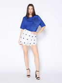 Large Flower Detail Unbalanced T-Shirt TOP Gracia Fashion 