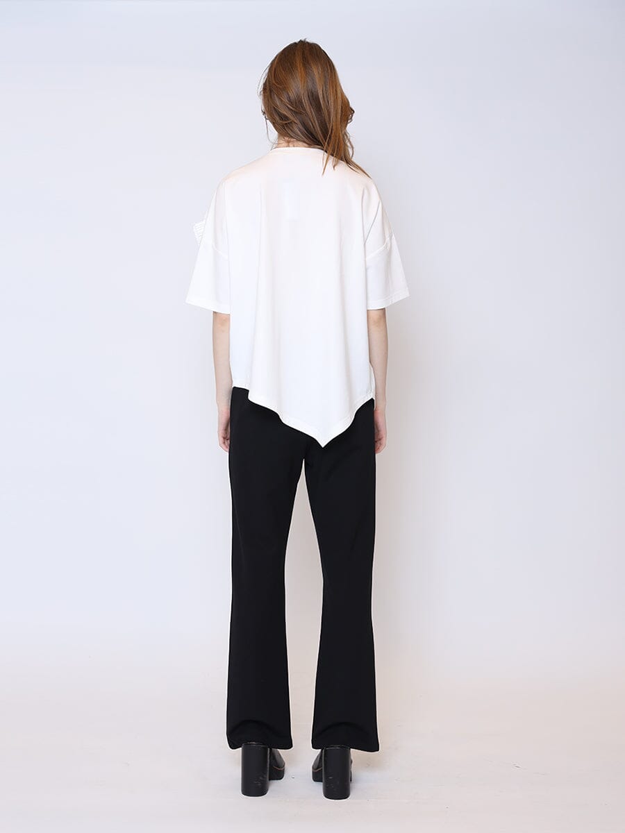 Large Flower Detail Unbalanced T-Shirt TOP Gracia Fashion 