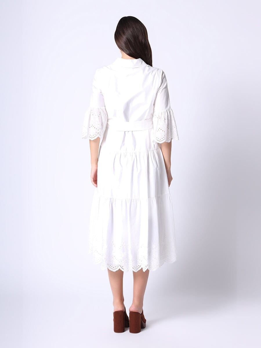 Layer Ruffle Skirt Shirt Dress with Waist Ribbon DRESS Gracia Fashion 
